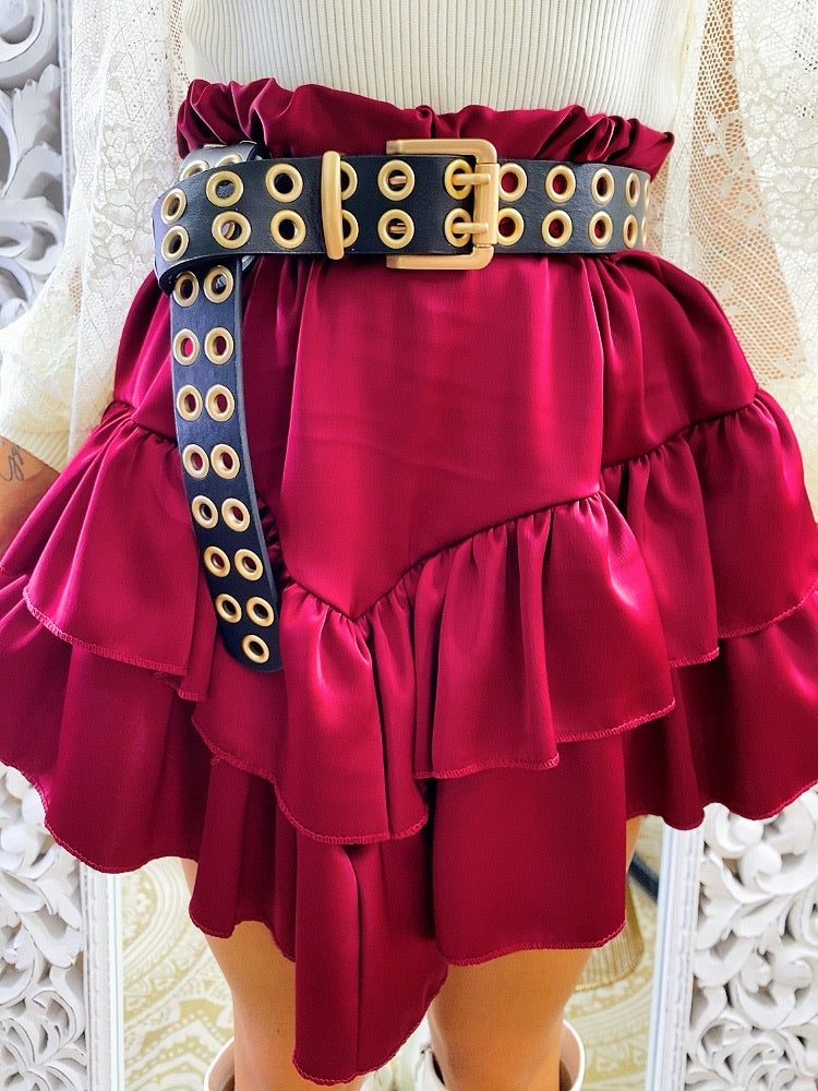 Gonna con balza bordeaux  asimmetrica - R.a. Boutique 