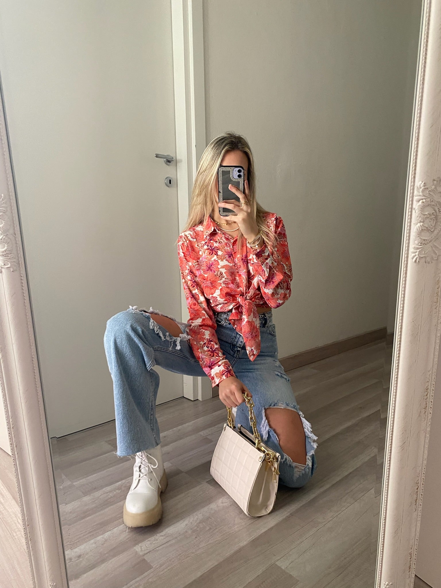 Camicia floreale corallo - R.a. Boutique 