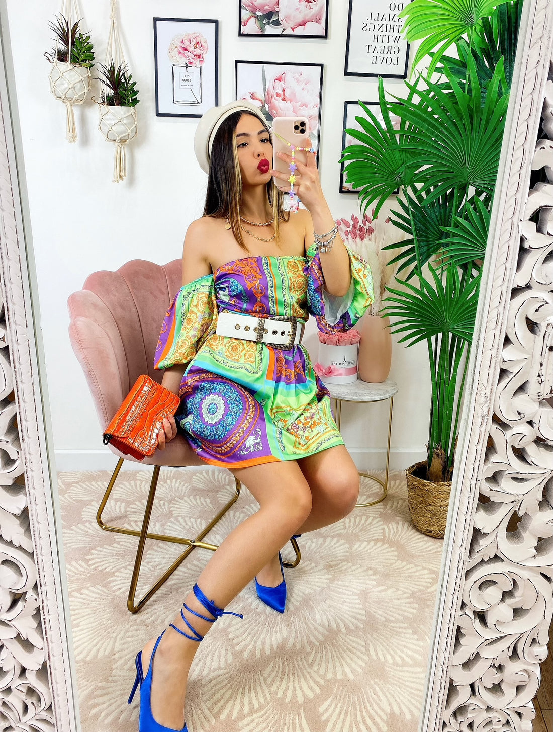 Abito scollo a barchetta stampa etnica - R.a. Boutique 