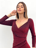 Abito glitter bordeaux scollo a cuore - R.a. Boutique 