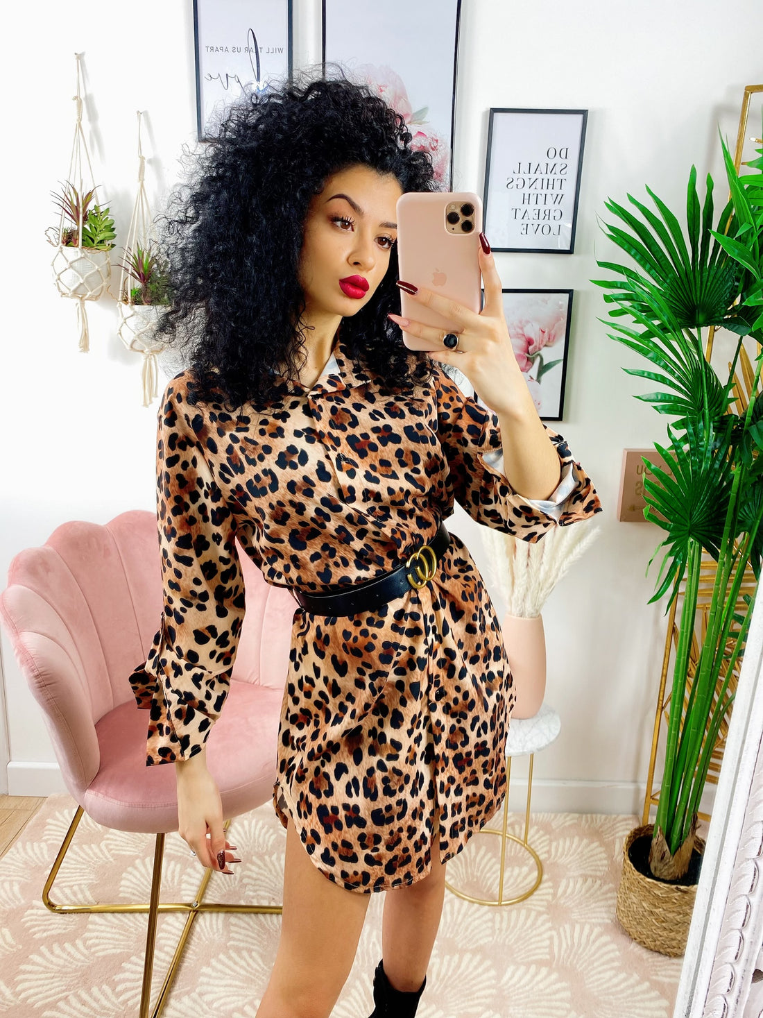 Camicione maculato chiaro con cintura - R.a. Boutique 