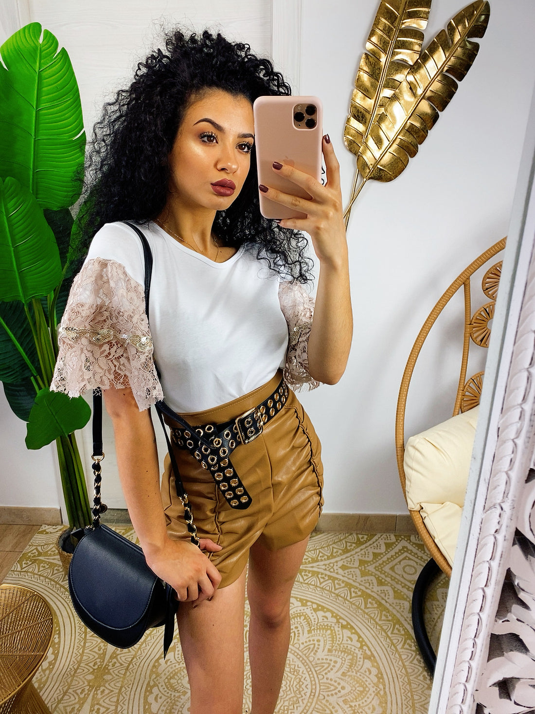 T-shirt con manica in pizzo oro - R.a. Boutique 