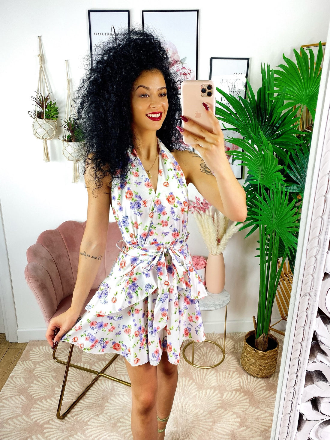 Tutina a fiori lilla con cintura - R.a. Boutique 