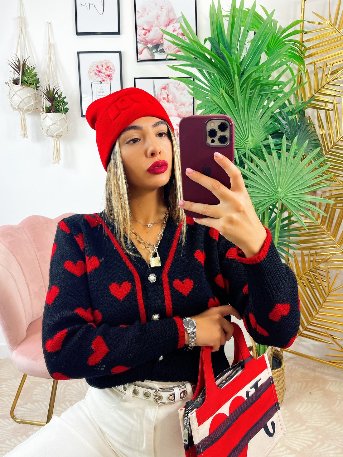 Cardigan gioiello con cuori - R.a. Boutique 