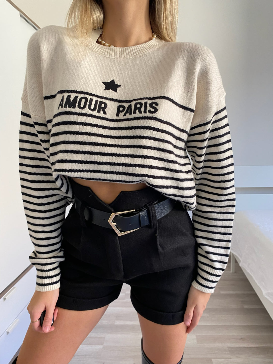 Maglione Amour nero e panna - R.a. Boutique 
