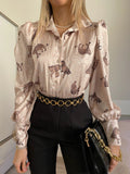 Camicia con stampa animalier beige - R.a. Boutique 