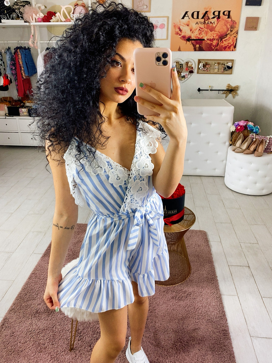 Tutina a righe con fiorellini - R.a. Boutique 