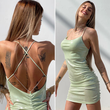 Abito menta con incrocio e push up - R.a. Boutique 