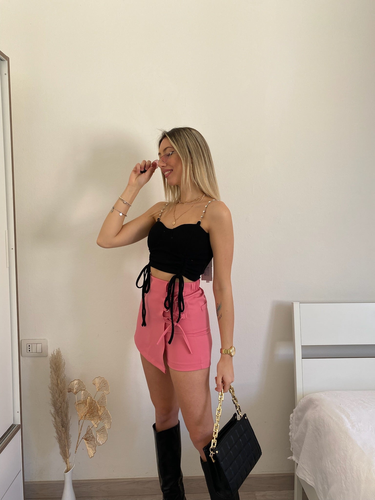 Gonna pantalone lace rosa - R.a. Boutique 