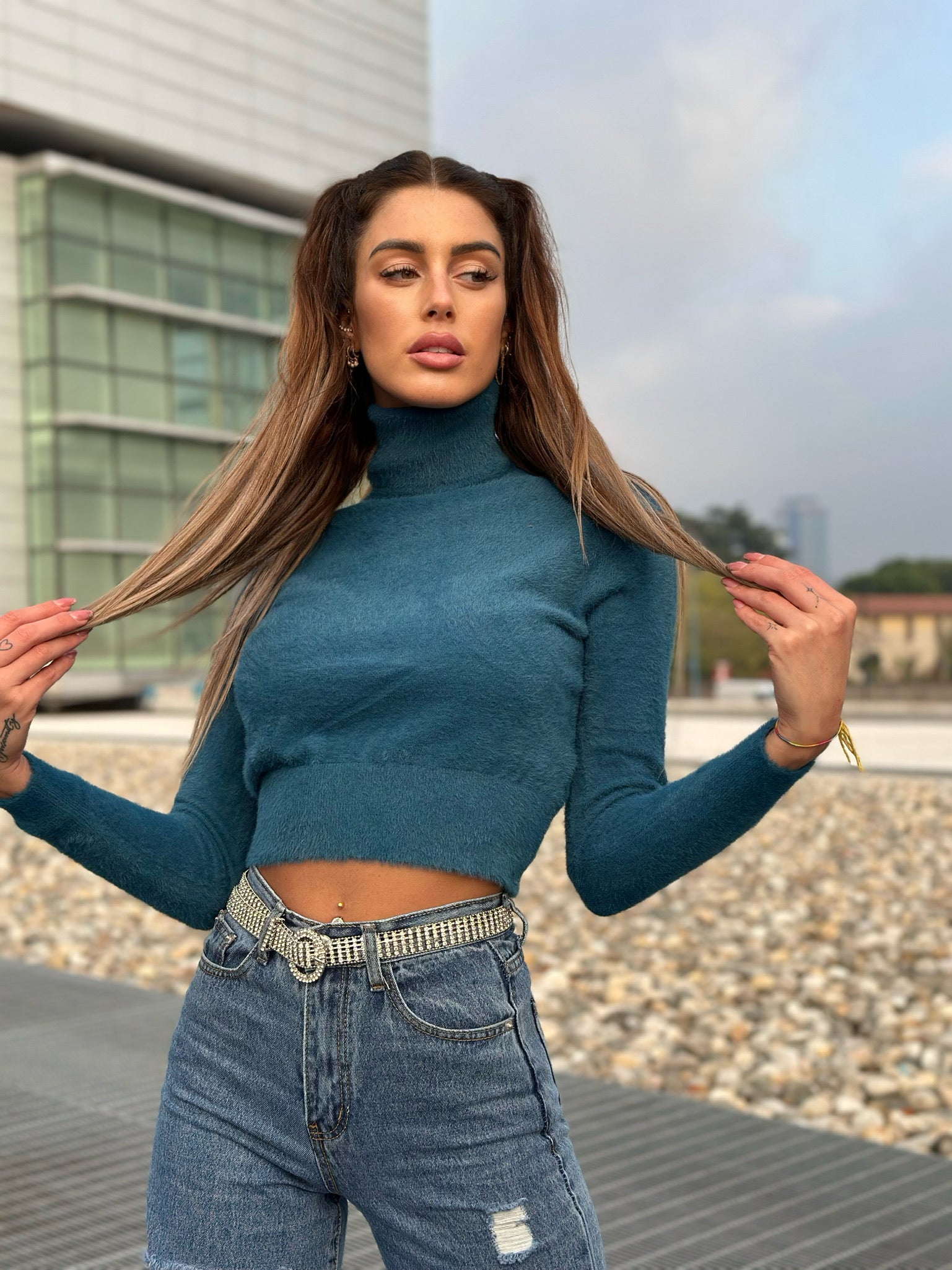 Maglioncino morbidissimo azzurro - R.a. Boutique 