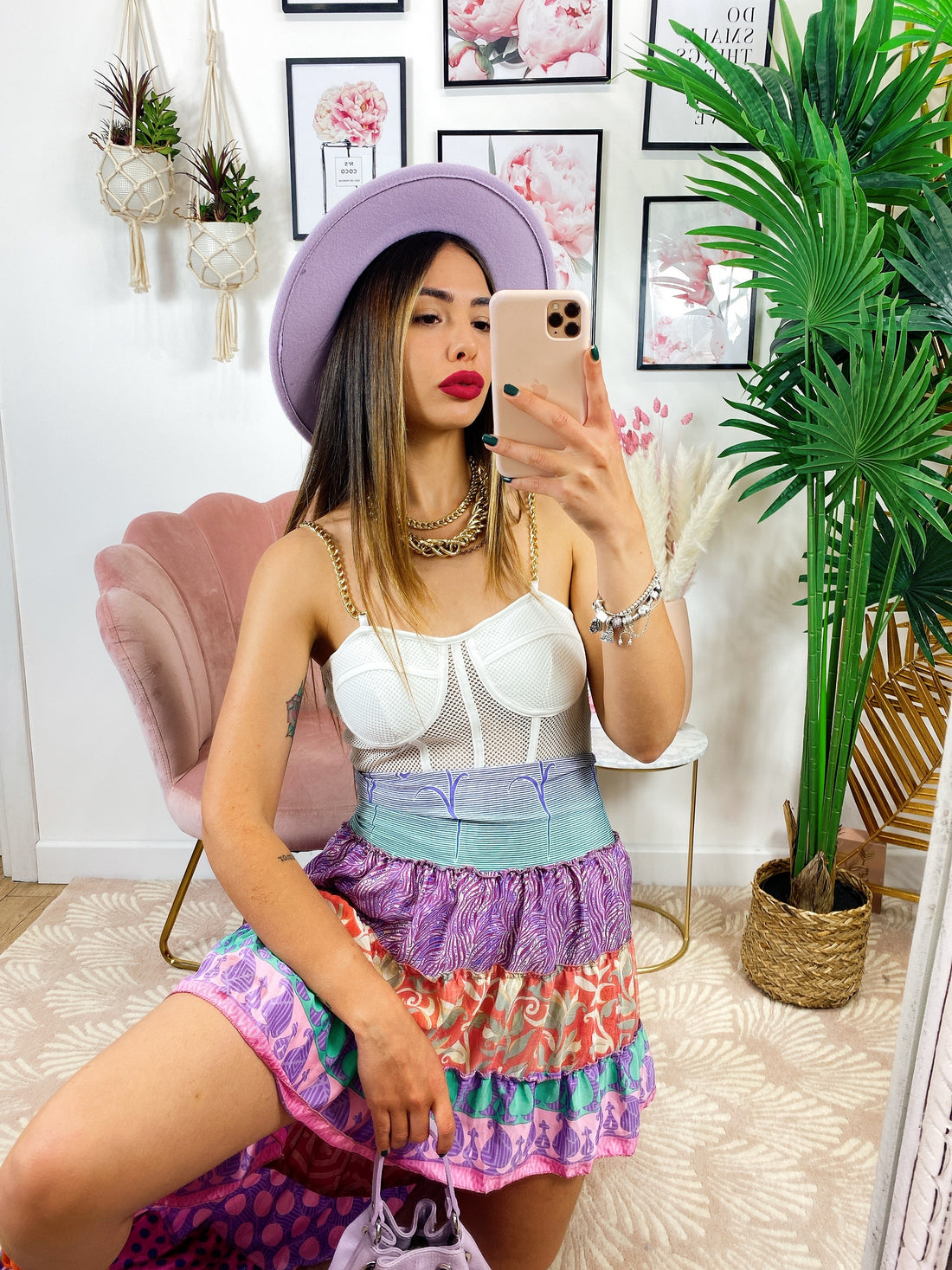 Gonna asimmetrica tonalità lilla - R.a. Boutique 