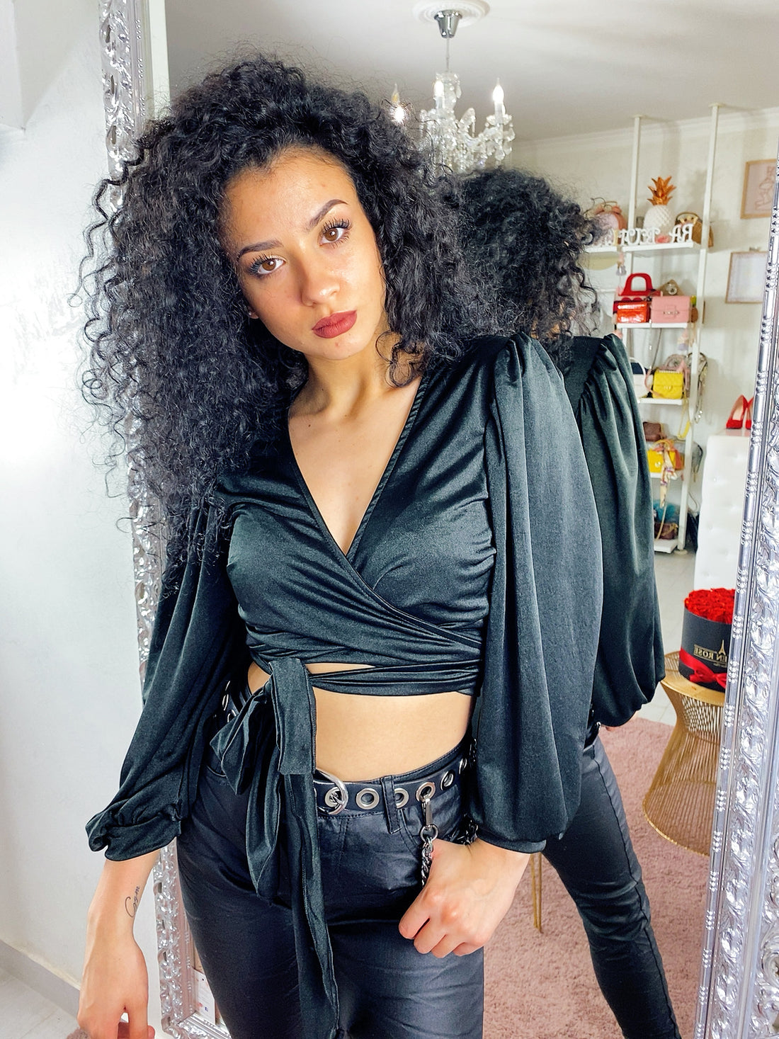 Top nero incrociato - R.a. Boutique 