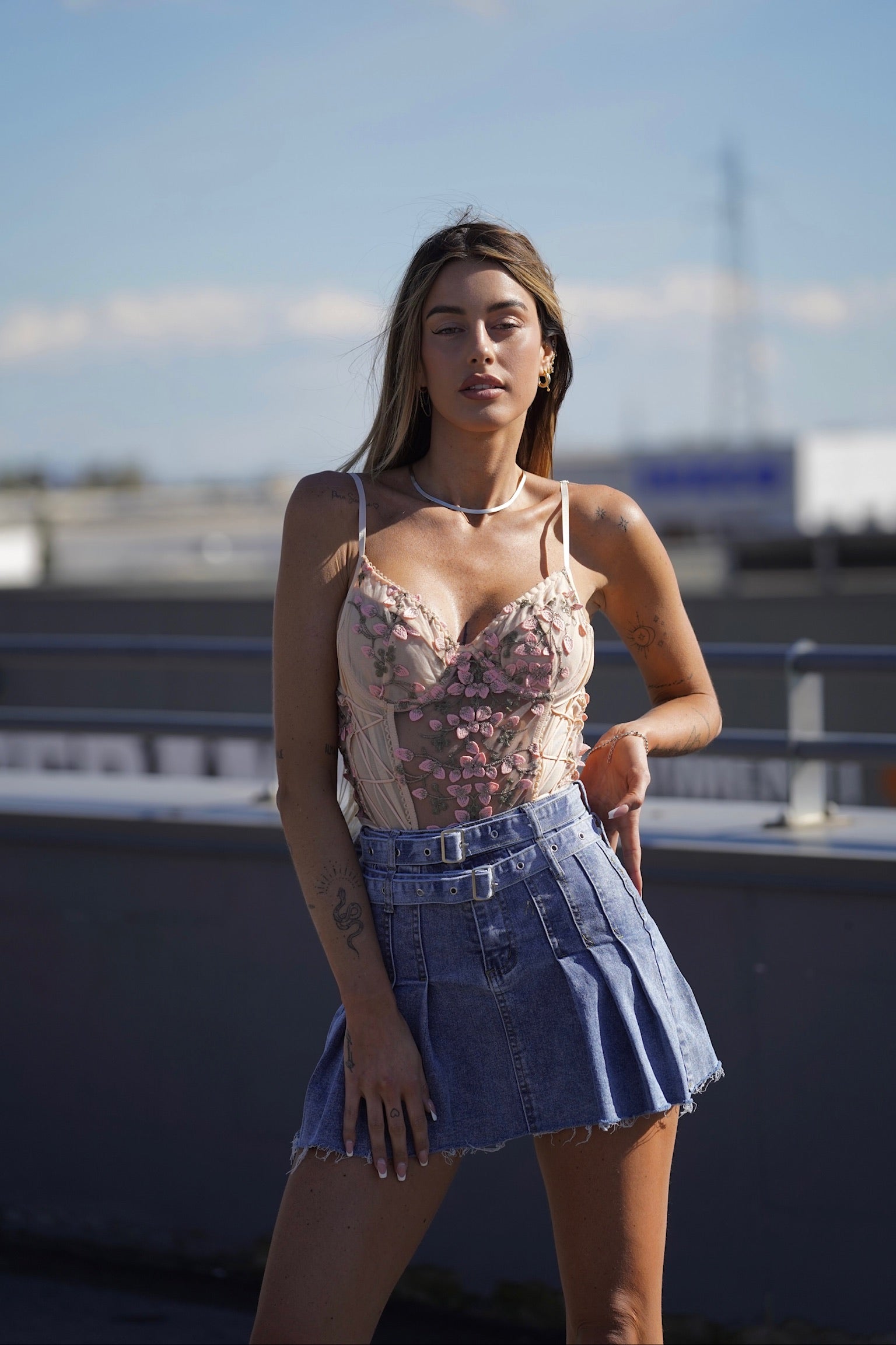 Body rosa con fiori - R.a. Boutique 