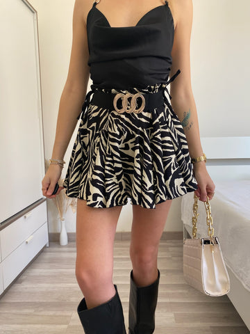 Gonna a ruota animalier bianca e nera - R.a. Boutique 