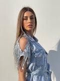 Abito in jeans con frange in paillettes - R.a. Boutique 