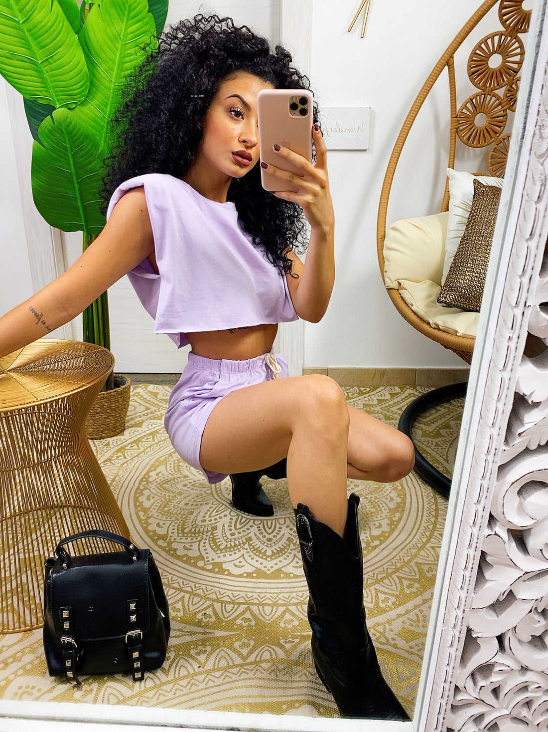 Completo sportivo maglia e short lilla - R.a. Boutique 