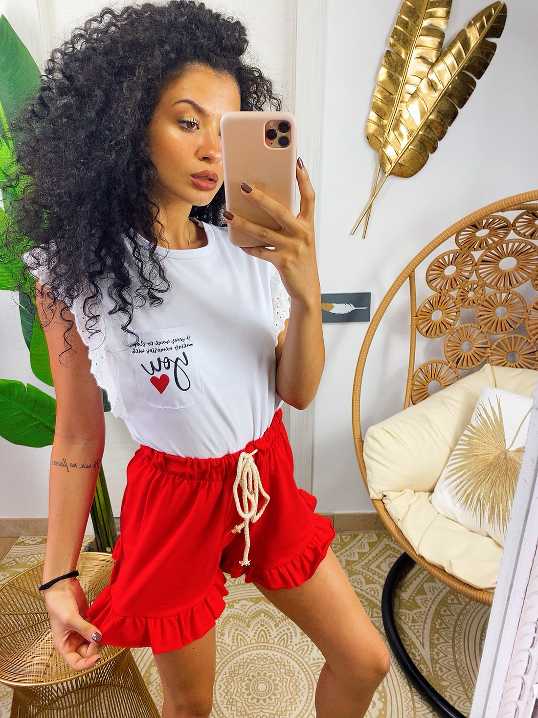 T-shirt con rouches e taschino - R.a. Boutique 