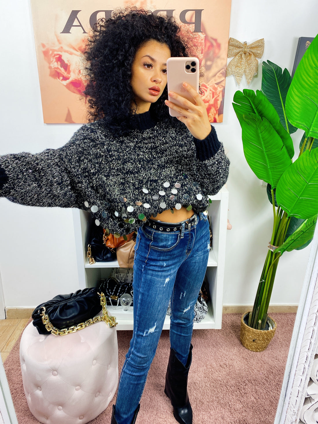 Maglione con maxi pailette - R.a. Boutique 