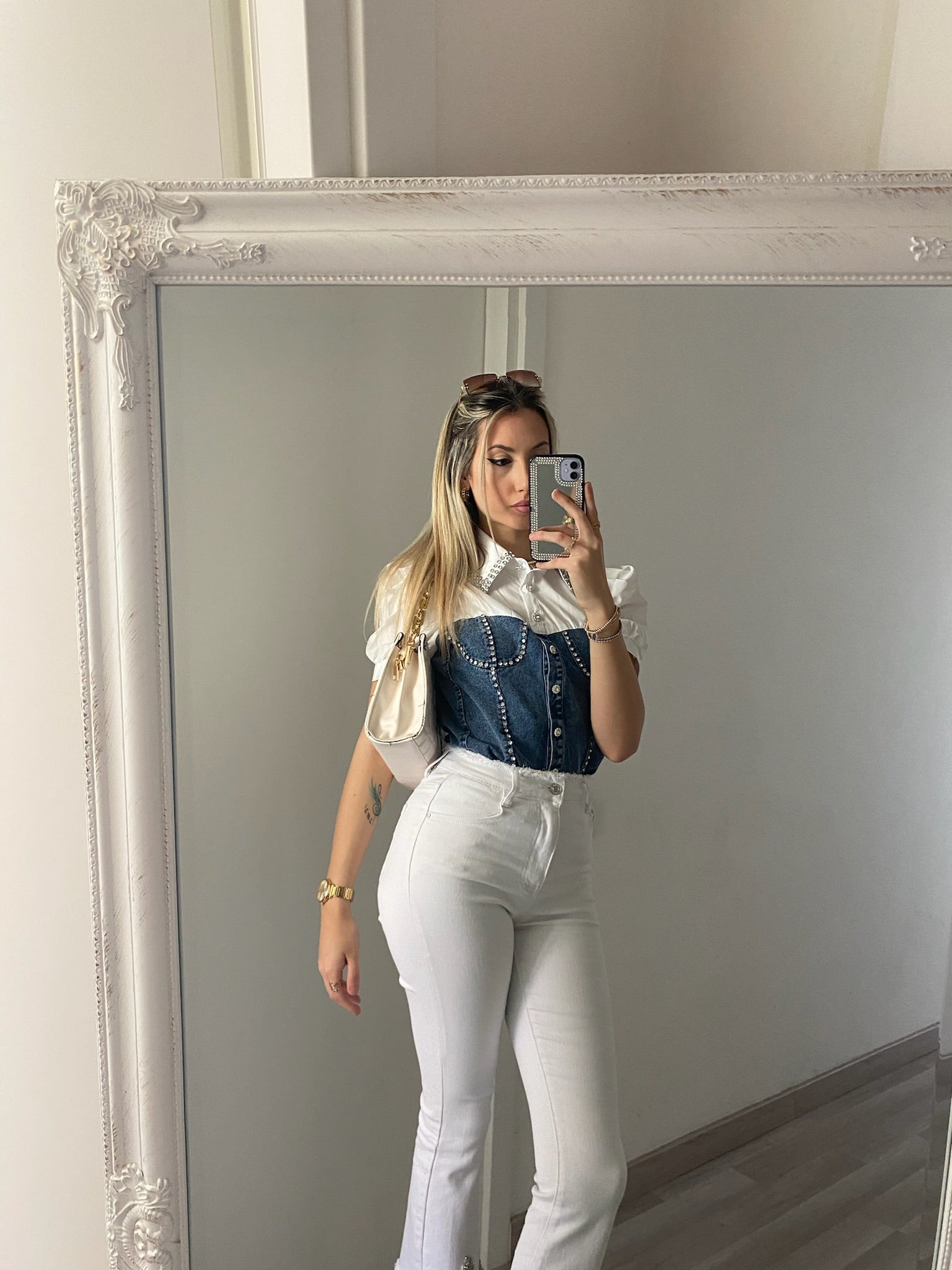 Camicia in jeans con strass - R.a. Boutique 