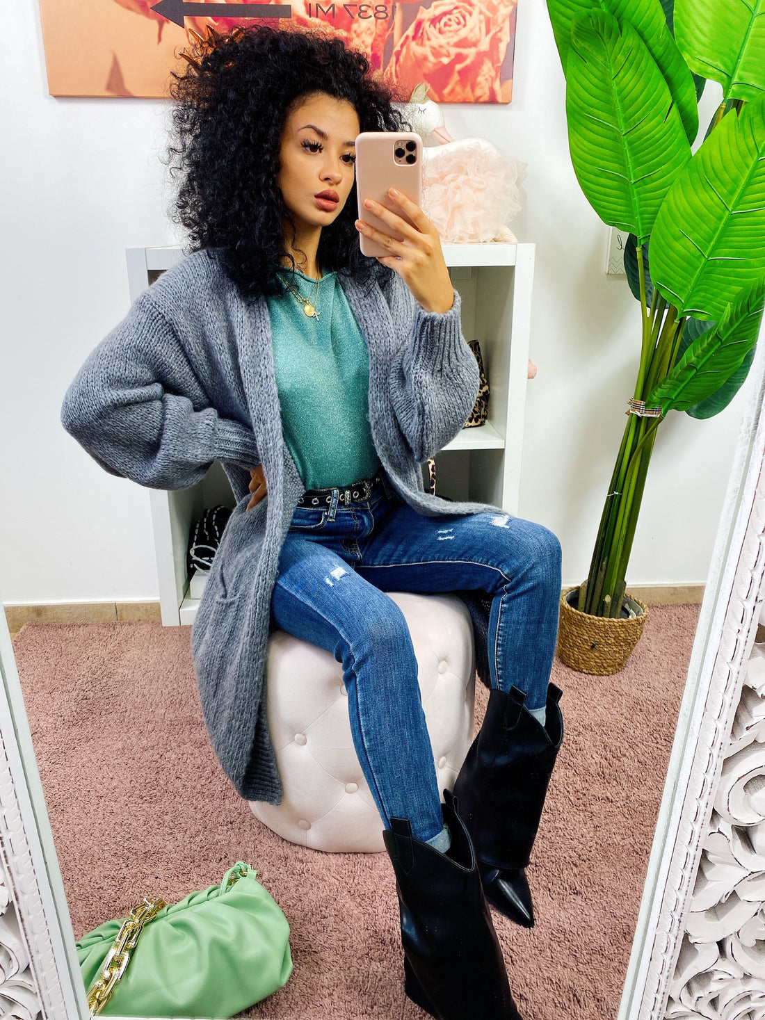 Cardigan lungo morbido grigio - R.a. Boutique 