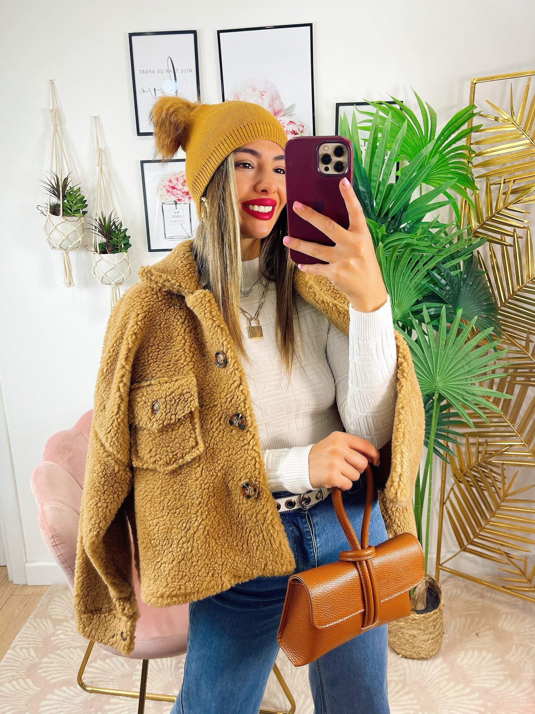 Cappotto corto Teddy camel - R.a. Boutique 