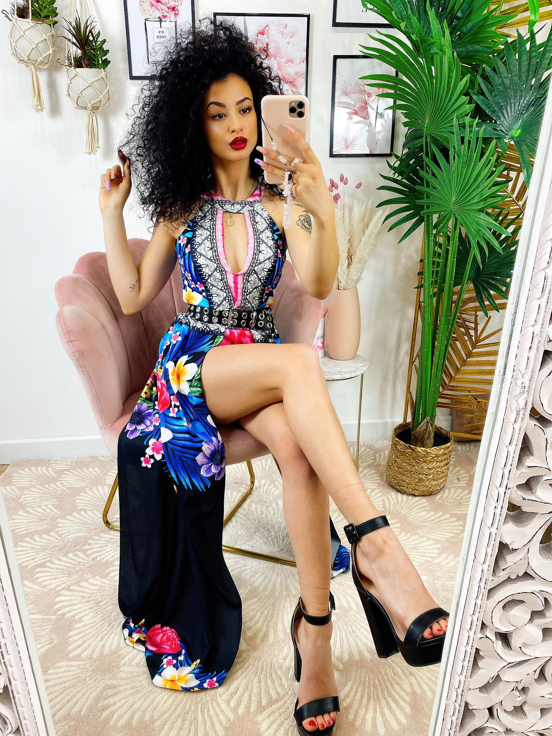 Tutina a fiori con maxi gonna - R.a. Boutique 