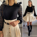 Maglioncino nero con maniche in pizzo - R.a. Boutique 