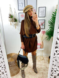 Abito in maglia manica ampia marrone - R.a. Boutique 