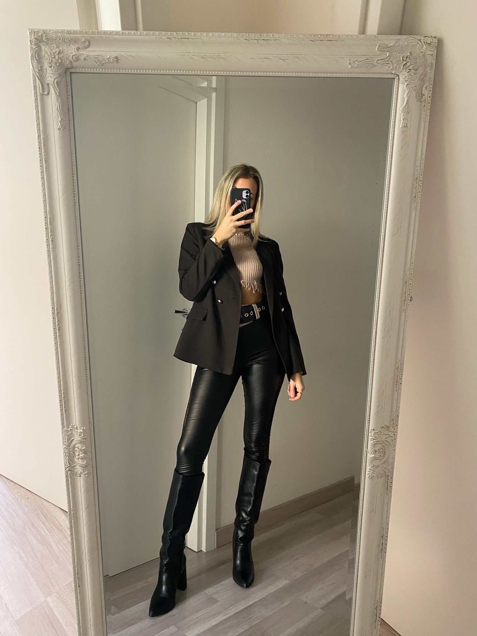 Pantalone in ecopelle con trasparenze - R.a. Boutique 