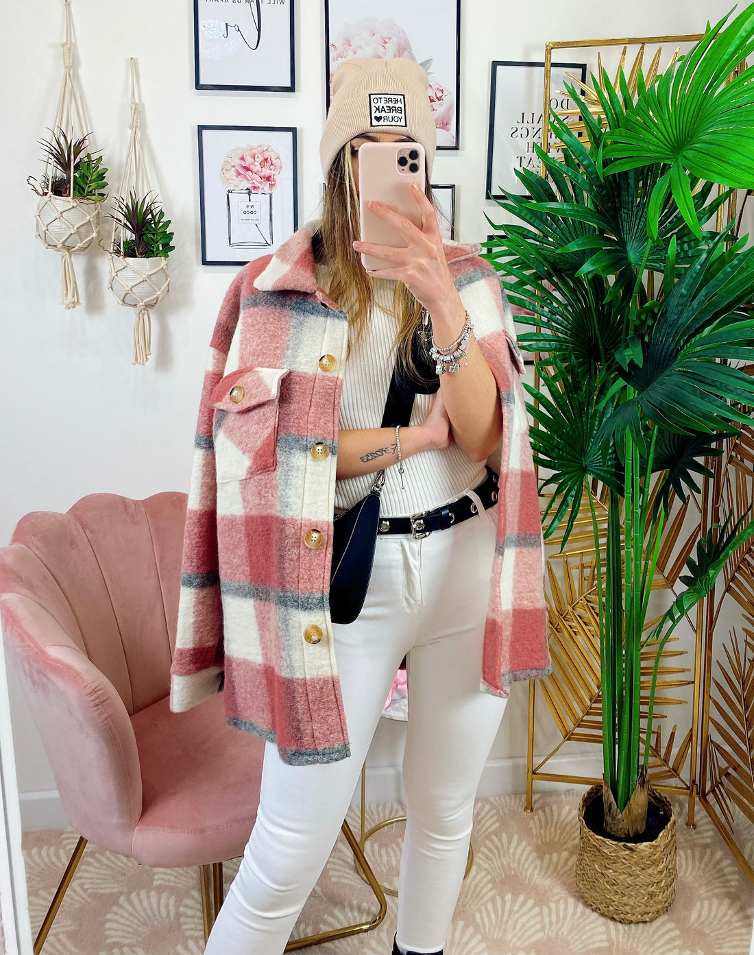 Giacca a quadri Rosa dettaglio grigio - R.a. Boutique 