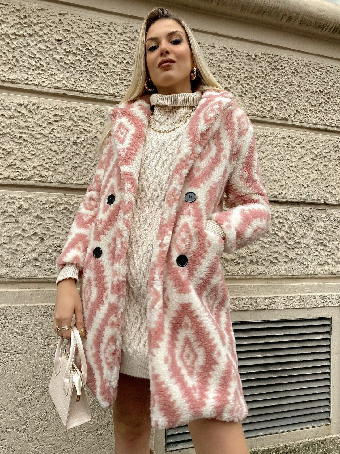 Cappotto Teddy bianco rosa - R.a. Boutique 