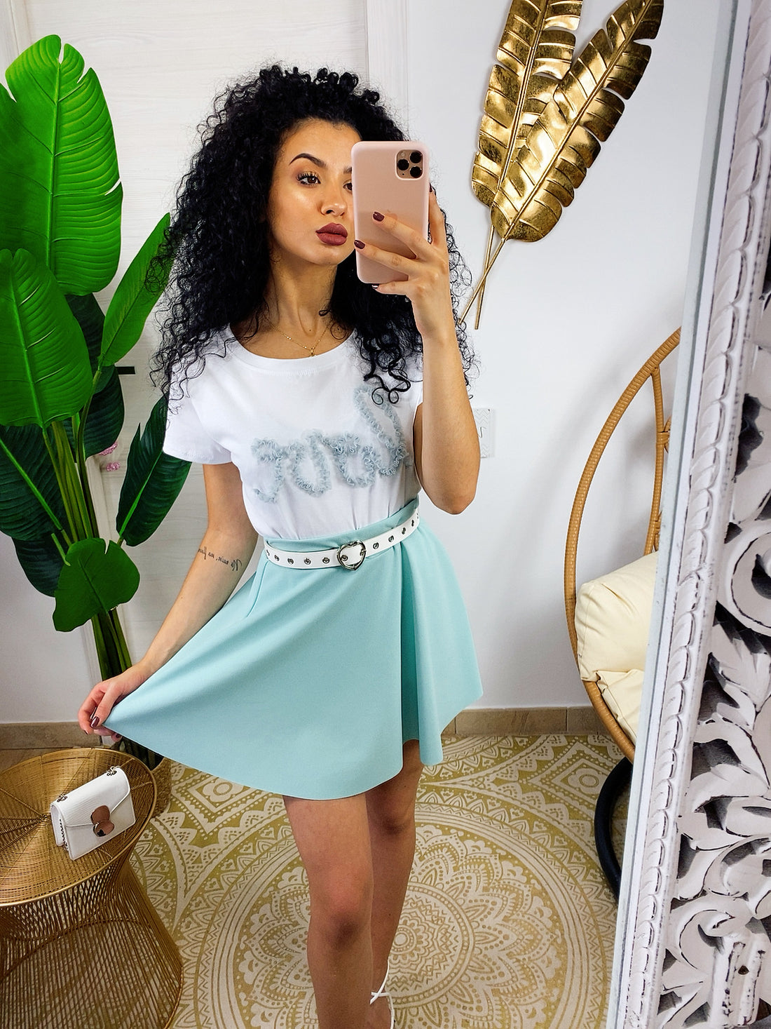 Gonna a ruota verdeacqua - R.a. Boutique 