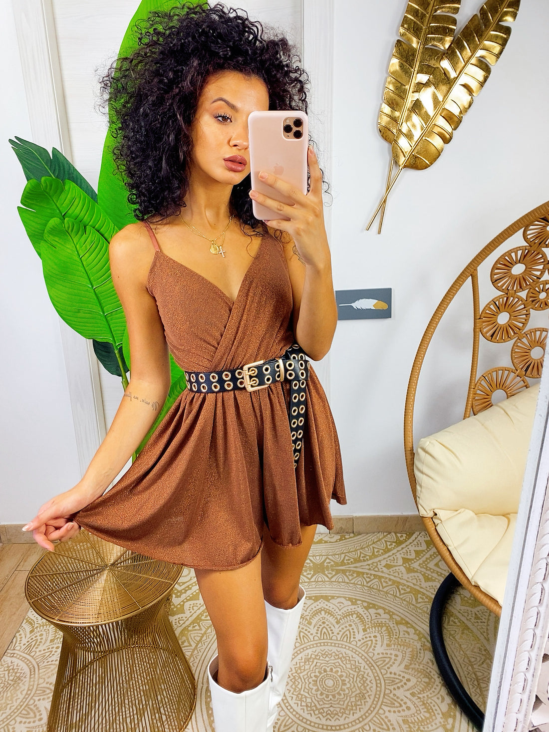 Tutina a bretellina terra glitter - R.a. Boutique 