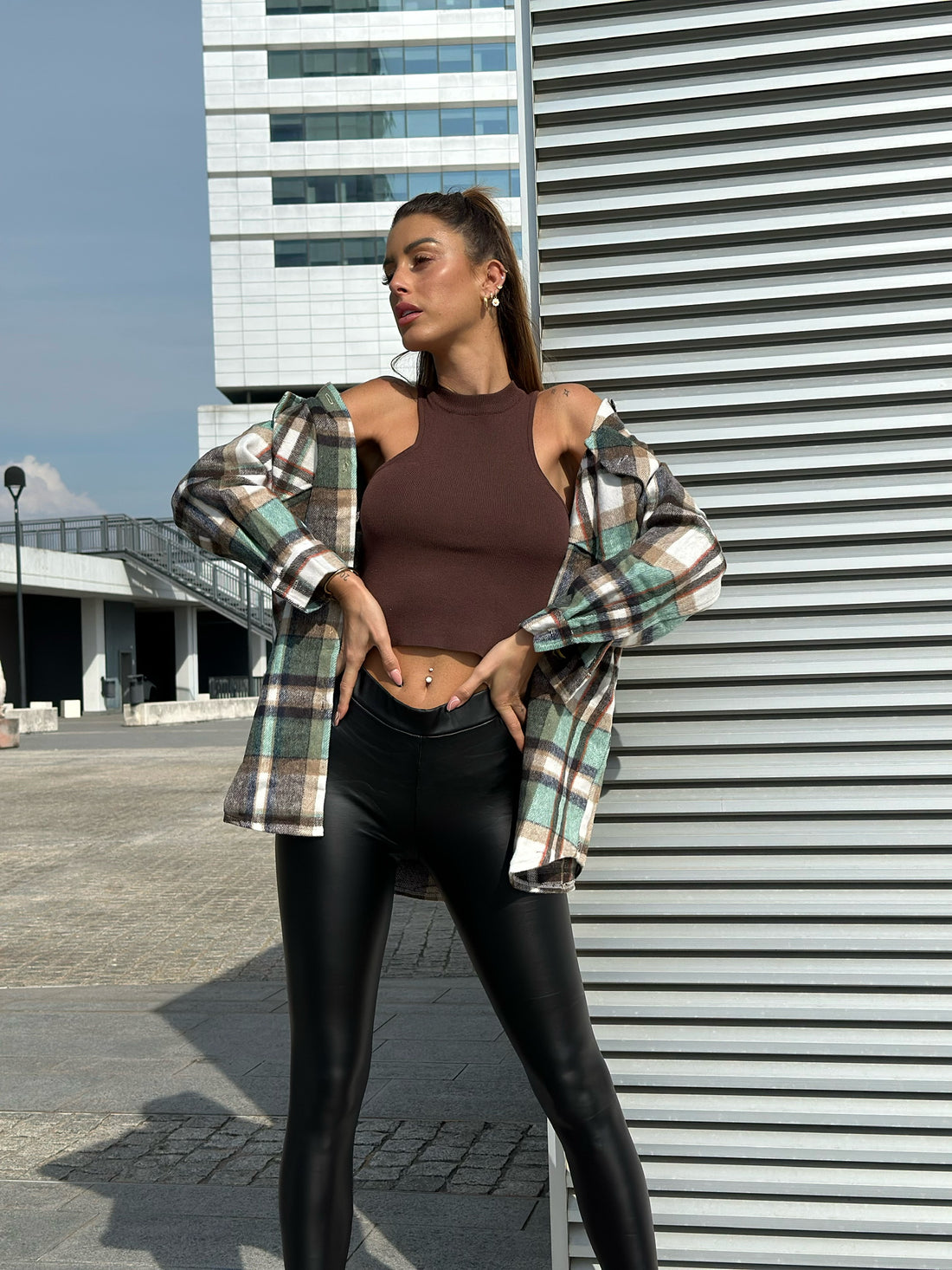 Giaccone a quadri Camel green - R.a. Boutique 