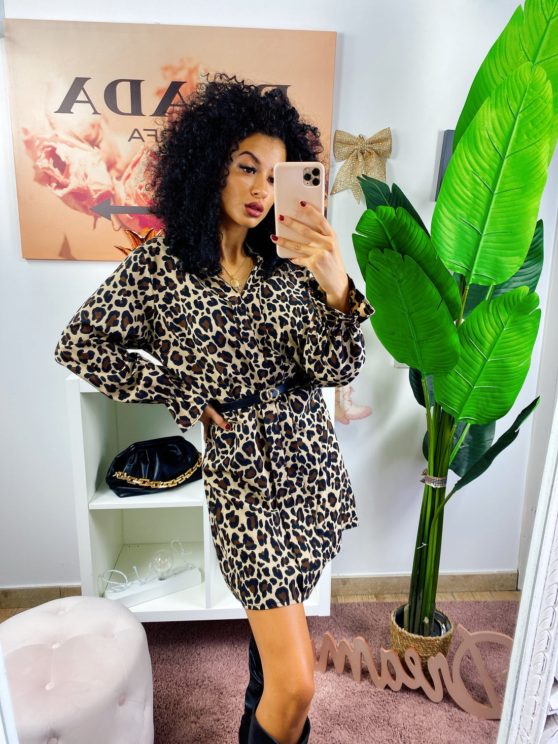 Camicione maculato con cintura - R.a. Boutique 