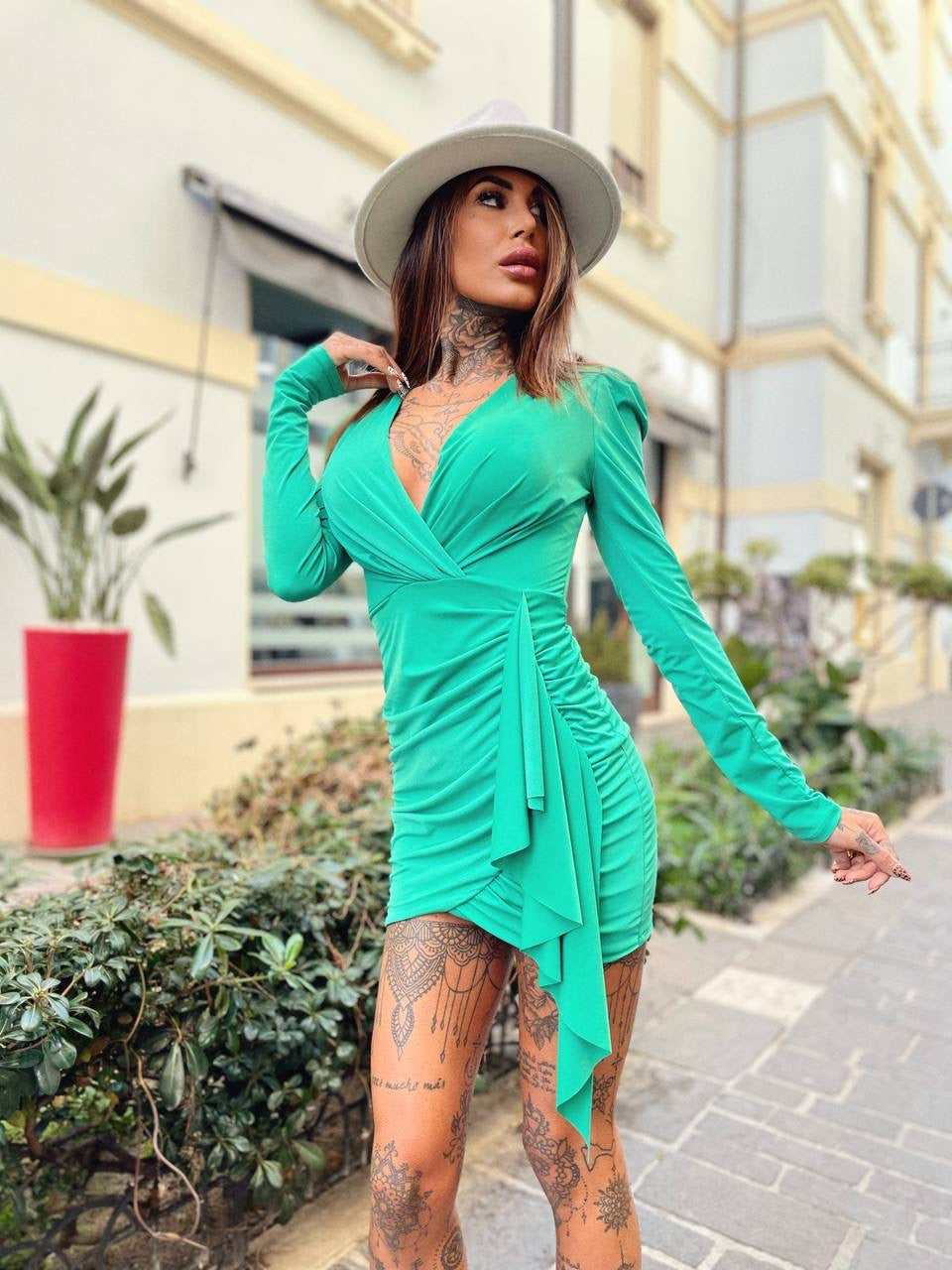 Abito con fusciacca verde - R.a. Boutique 