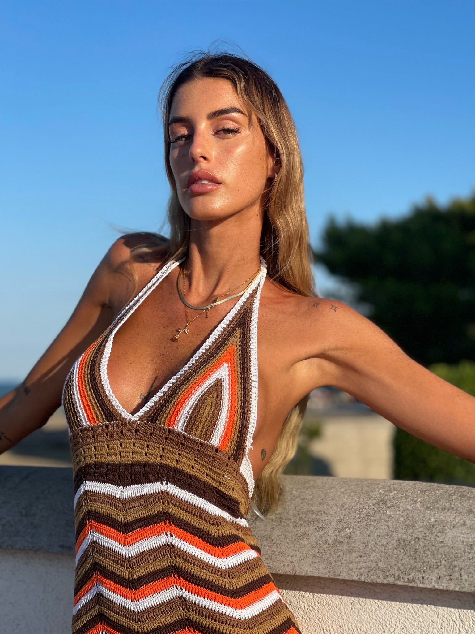crochet dress nude Yesly Metallic Crochet Dress Retrofete