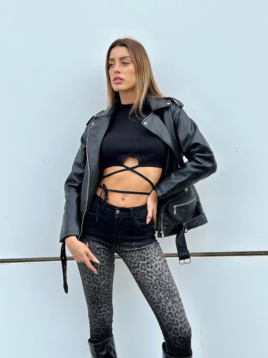 Giaccone di ecopelle over black - R.a. Boutique 