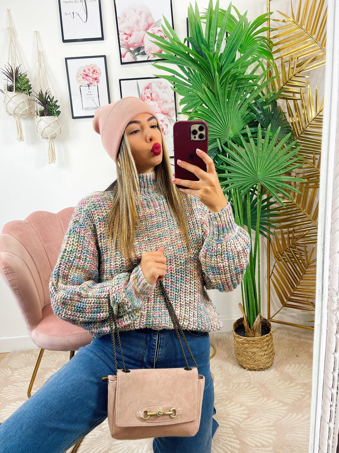 Maglione coloratissimo dettaglio celeste - R.a. Boutique 