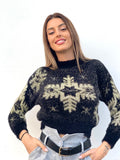 Maglioncino fiocco di neve nero - R.a. Boutique 