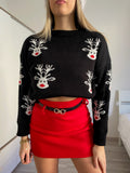 Maglione nero con renne - R.a. Boutique 