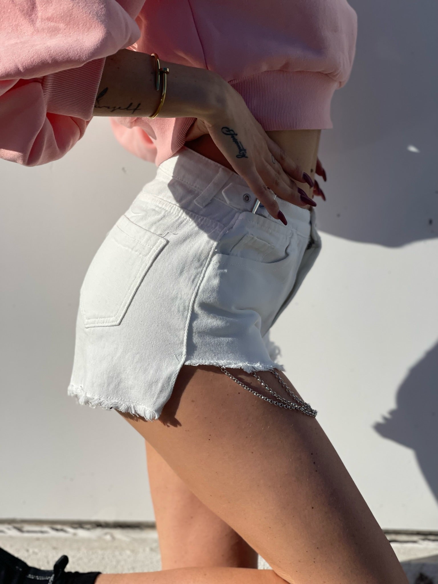 Short bianco con catenine - R.a. Boutique 