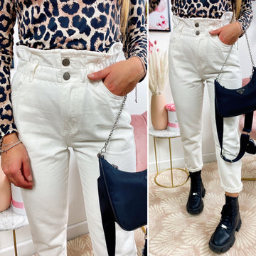 Jeans a vita alta Bianco - R.a. Boutique 