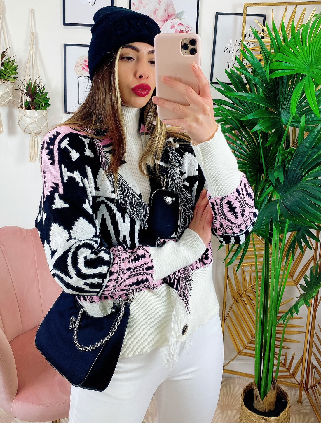 Cardigan Corto Rosa con frange e bottoni - R.a. Boutique 