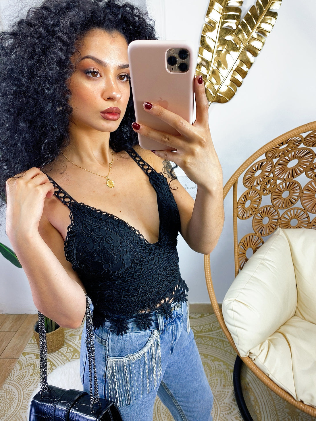 Bralette in pizzo con fiori - R.a. Boutique 