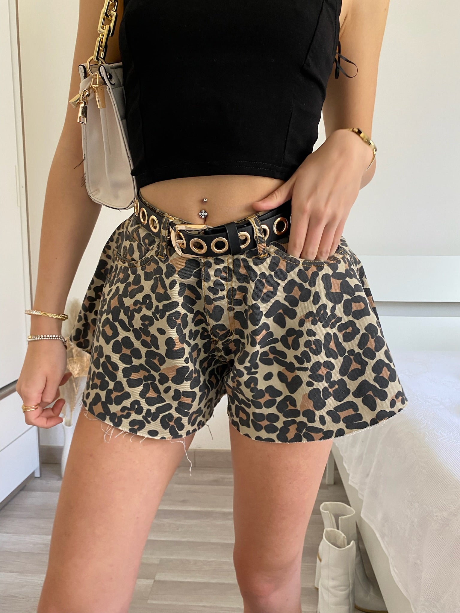 Short a farfalla animalier - R.a. Boutique 