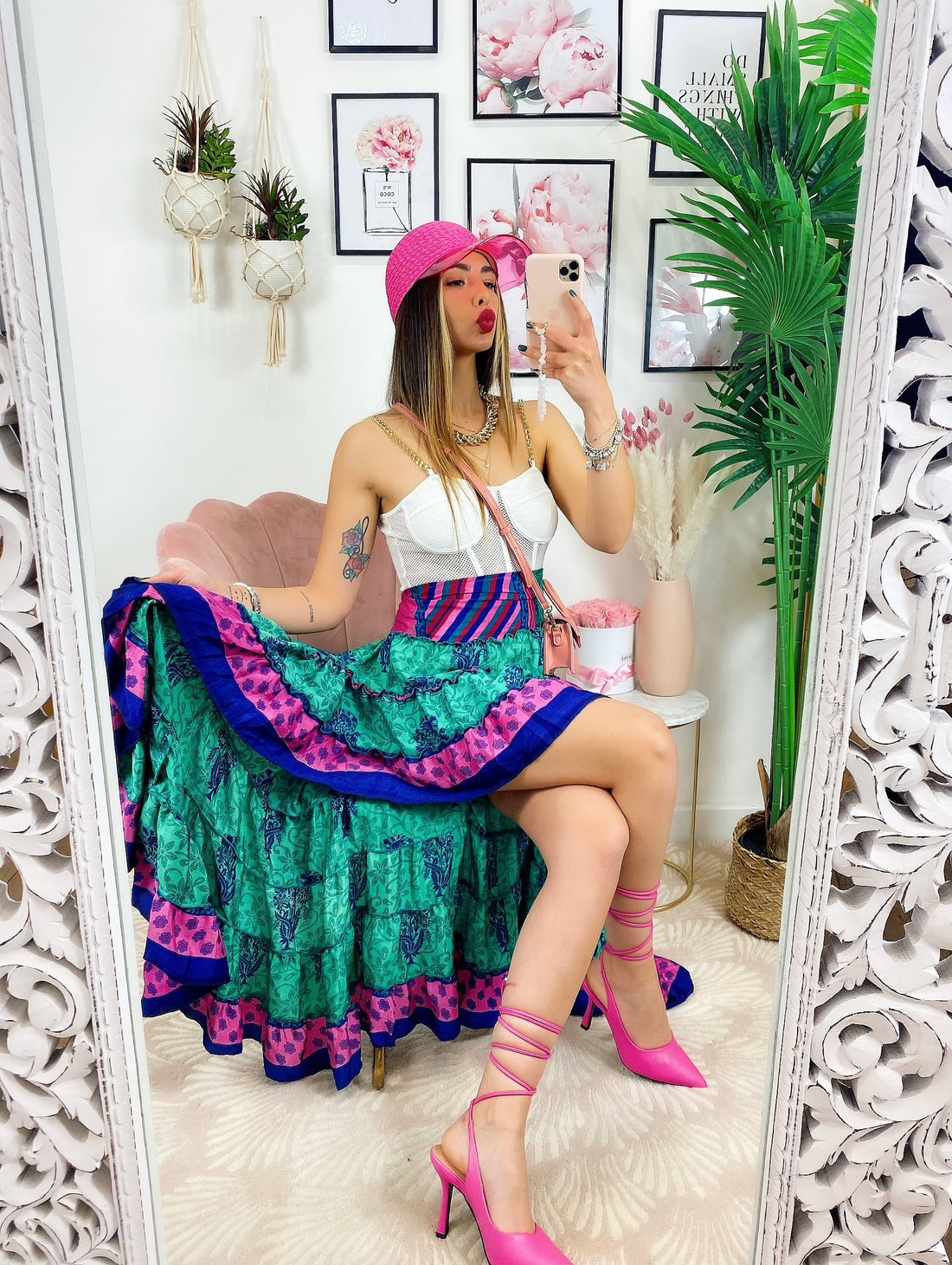 Gonna asimmetrica verde Fuxia blu - R.a. Boutique 