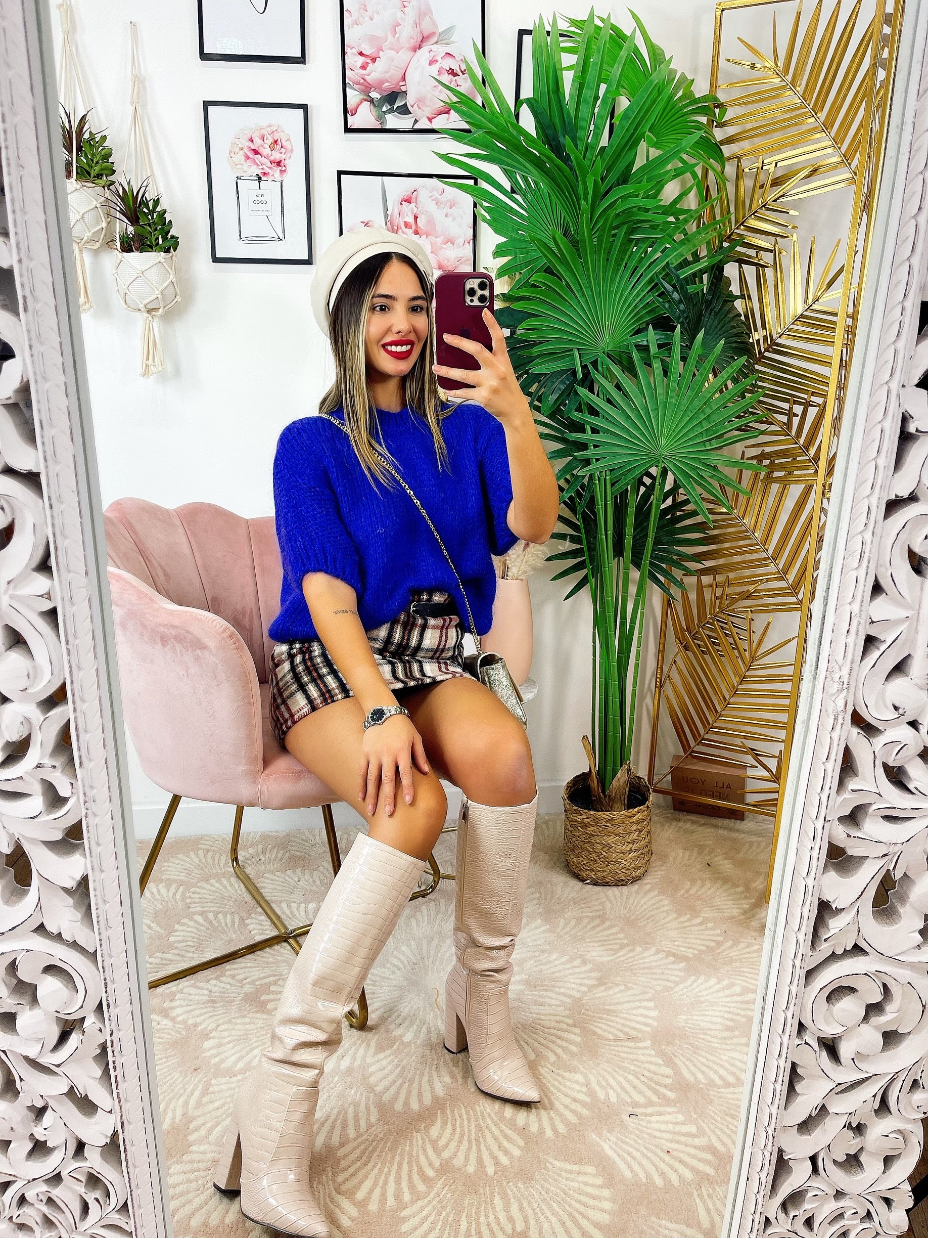 Maglioncino morbido con manica a palloncino Blu - R.a. Boutique 