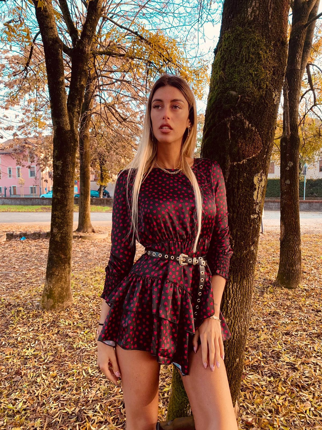 Abito cuori rossi con gonna asimmetrica - R.a. Boutique 