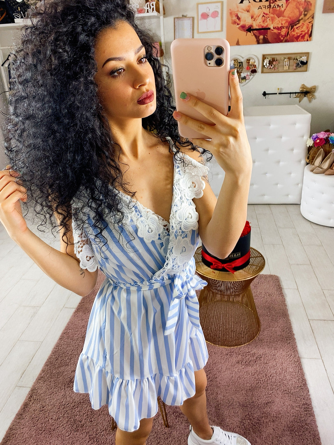 Tutina a righe con fiorellini - R.a. Boutique 